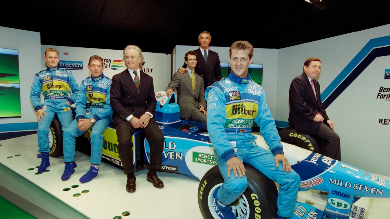 Forma-1, Michael Schumacher, Johnny Herbert, Flavio Briatore, Luciano Benetton, Benetton-Renault, Benetton B195, Alessandro Benetton, Patrick Faure, Jos  Verstappen 