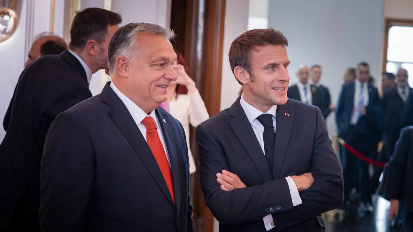 MACRON Emmanuel, ORBÁN Viktor, Prága, 2022.10.07., Európai Unió állam- és kormányfőinek informális találkozója 