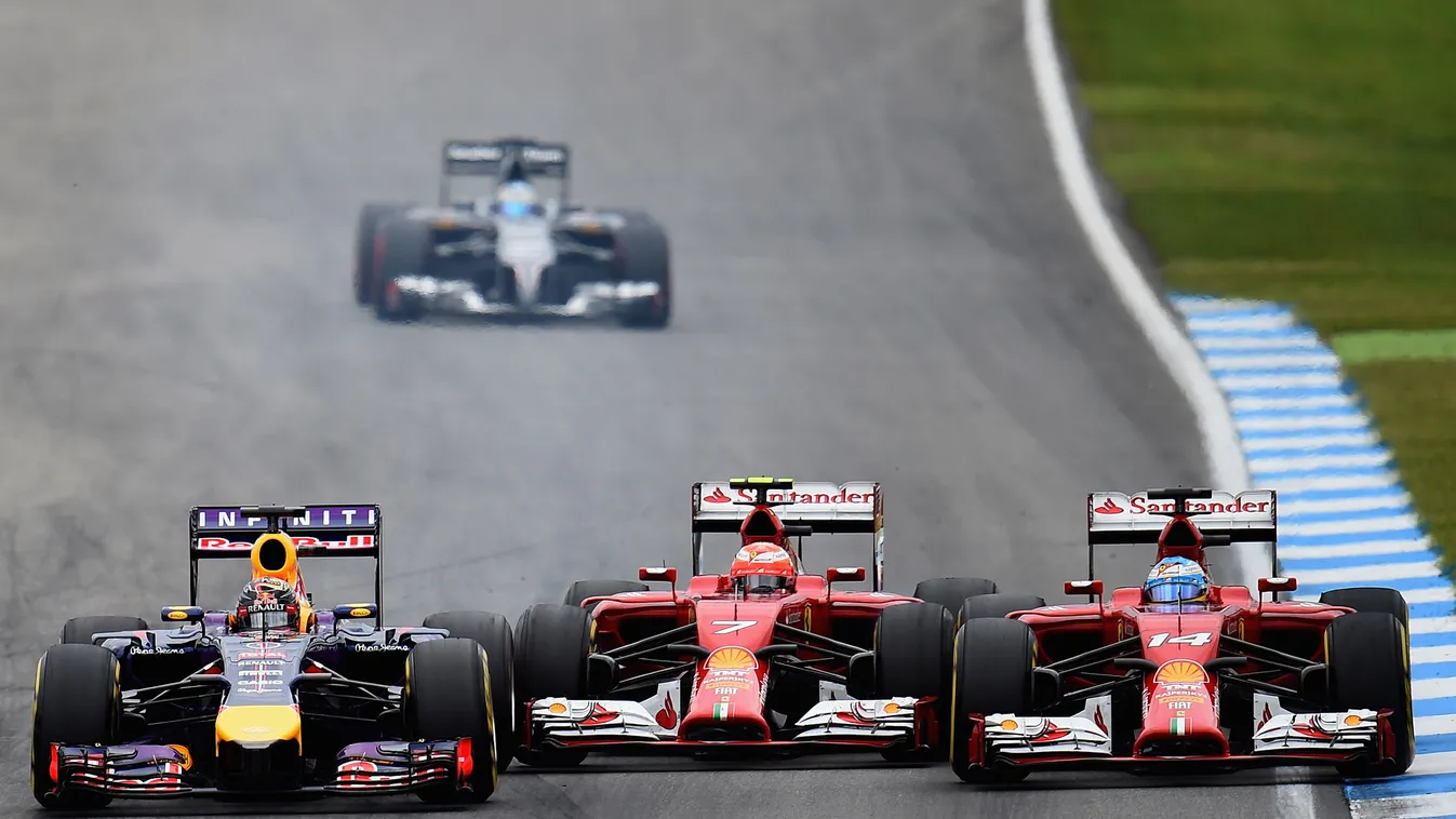 Forma-1, Sebastian Vettel, Red Bull, Kimi Räikkönen, Fernando Alonso, Német Nagydíj, előzés 