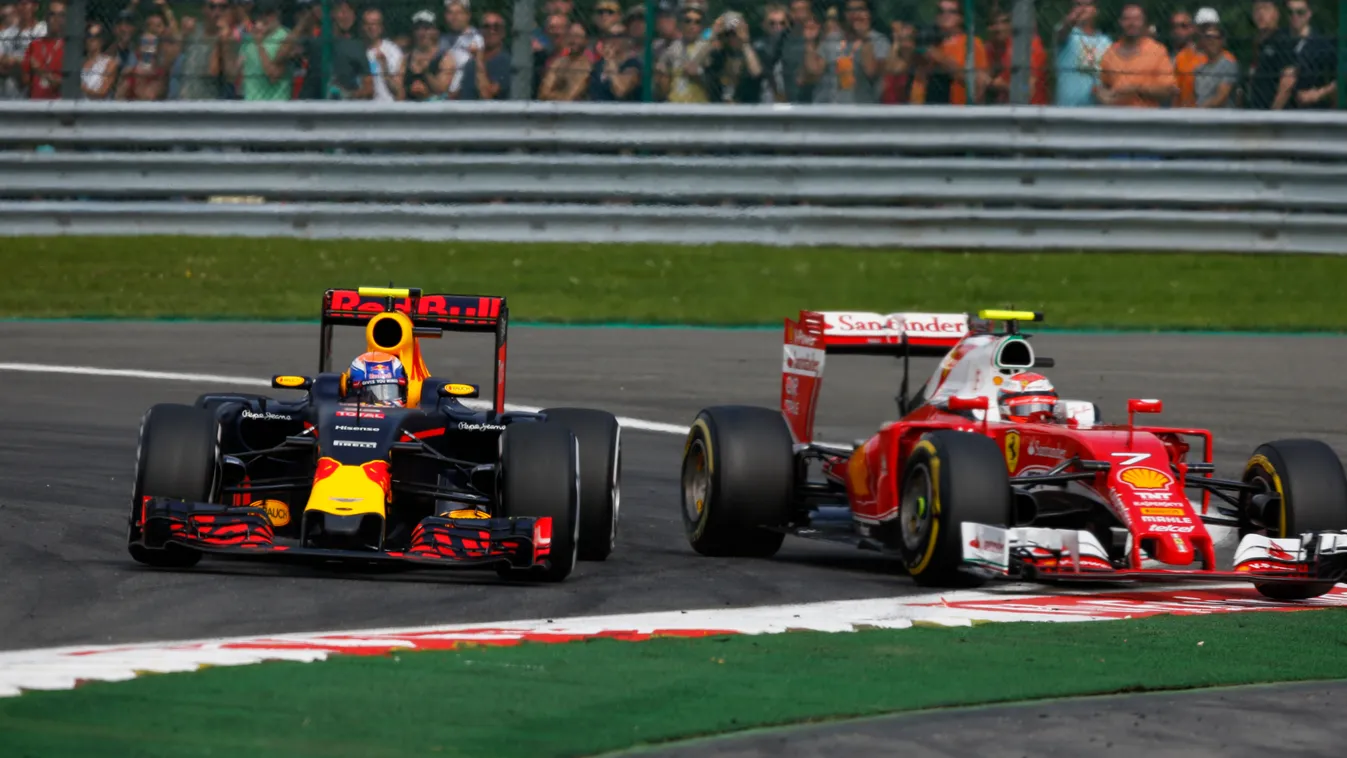 Forma-1, Max Verstappen, Red Bull Racing, Kimi Räikkönen, Scuderia Ferrari, Belga Nagydíj 