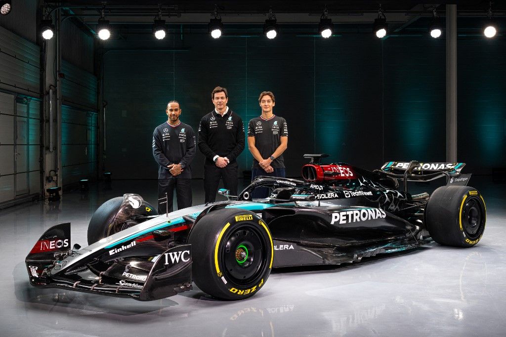 Toto Wolff, Lewis Hamilton, George Russell
