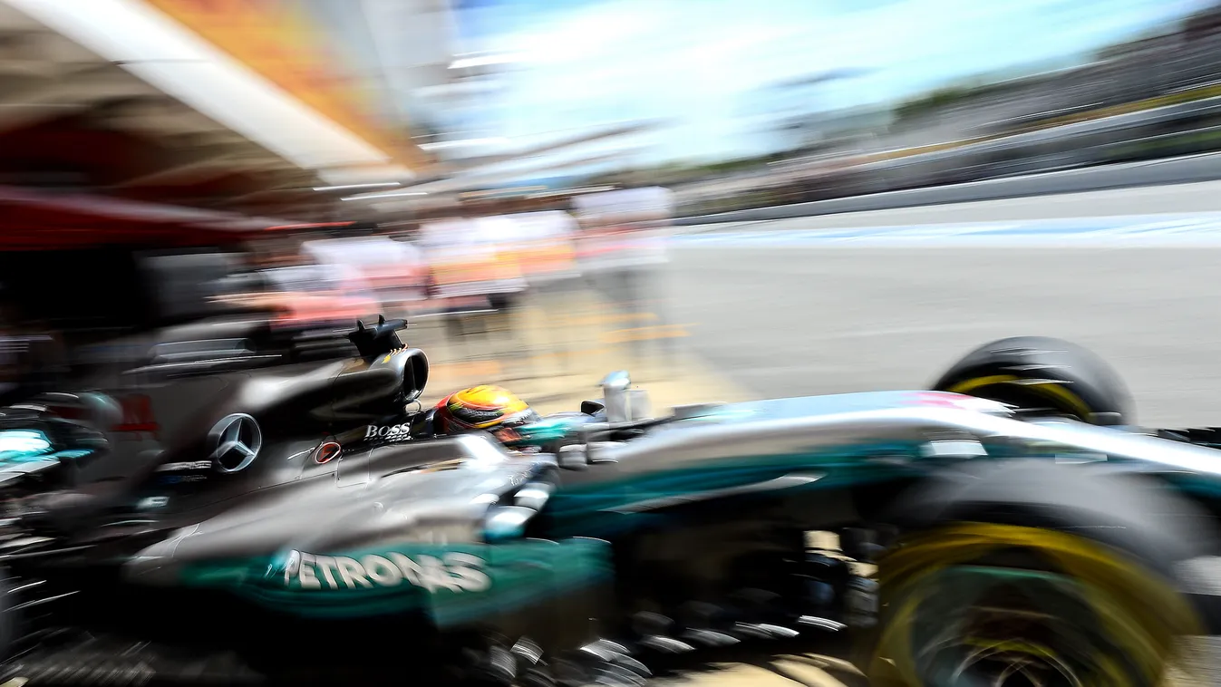 Horizontal Mercedes' British driver Lewis Hamilton leaves the pits during the third practice session at the Circuit de Catalunya on May 13, 2017 in Montmelo on the outskirts of Barcelona ahead of the Spanish Formula One Grand Prix. / AFP PHOTO / Josep LAG