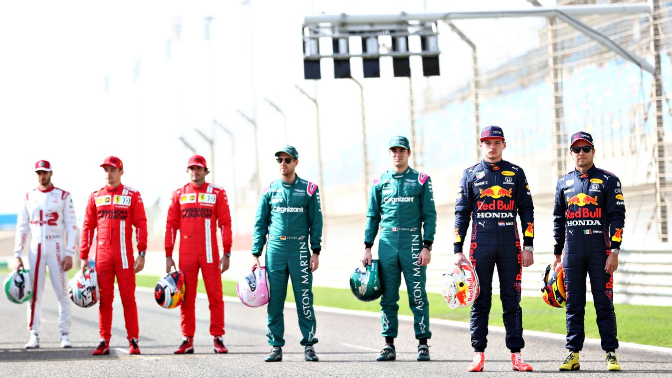 Forma-1, Bahrein teszt 1. nap, mezőny, Max Verstappen, Sergio Pérez, Sebastian Vettel, Lance Stroll, Carlos Sainz, Charles Leclerc, Antonio Giovinazzi 