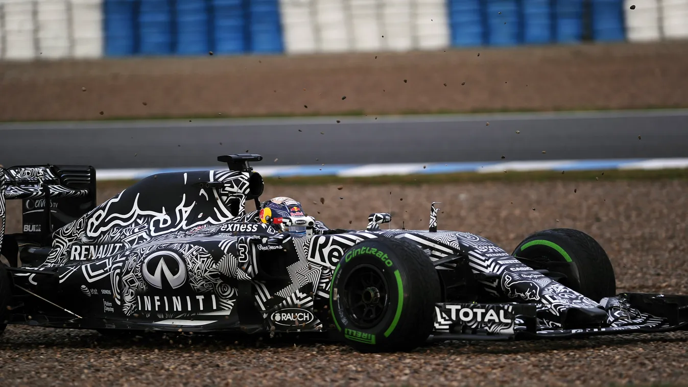 Forma-1, Daniel Ricciardo, Red Bull, teszt, Jerez, kicsúszás 