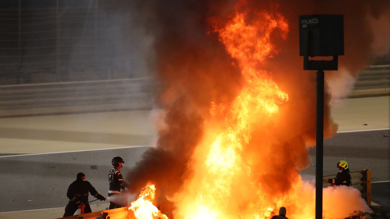 auto-prix auto TOPSHOTS Horizontal F1 GRAND PRIX ACCIDENT-SPORT FLAME, Romain Grosjean, Bahrein 