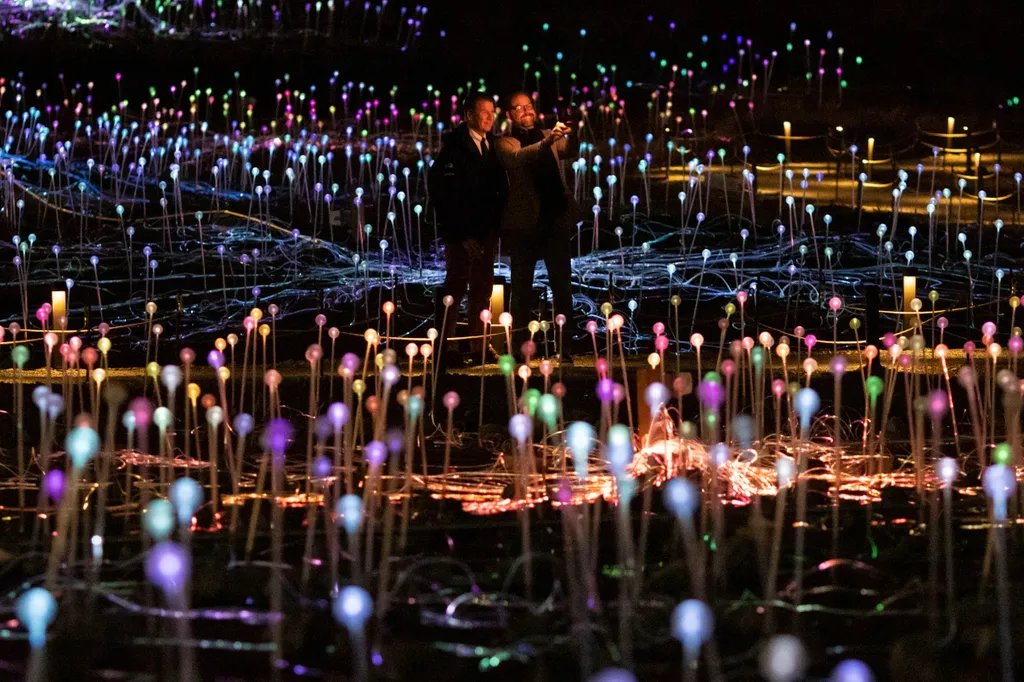 Advent New York karácsony 2023 
Látogatók száloptikás fénygömböket fotóznak a Fénymező elnevezésű szabadtéri kiállításon New Yorkban 2023. december 13-án.
MTI/AP/Yuki Iwamura 