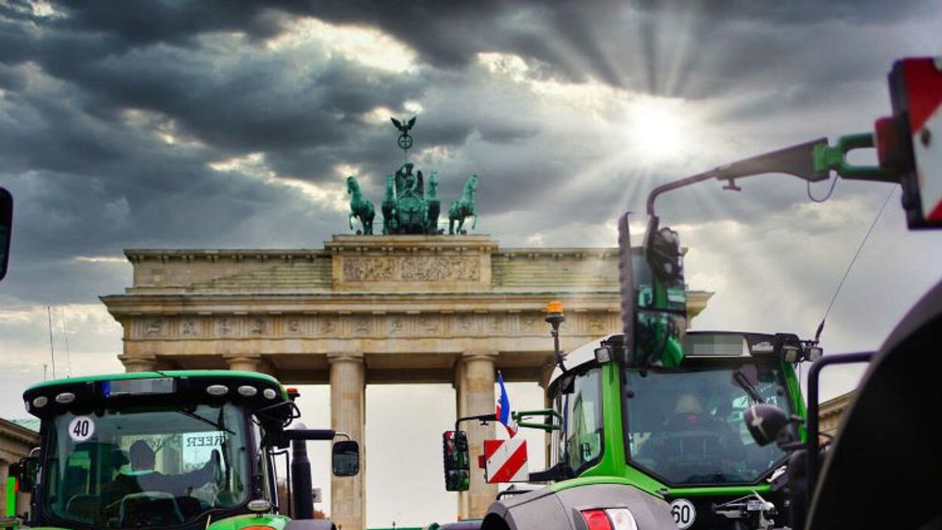 gazdatüntetés, Németország, agrárium, mezőgazdaság, brandenburgi kapu 