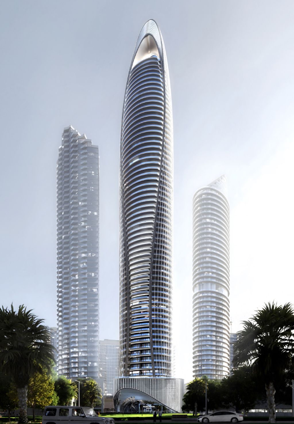 felhőkarcoló, látványterv, Dubaj, UAE, épülő, épület, Mercedes-Benz, Binghatti Properties, luxus 
