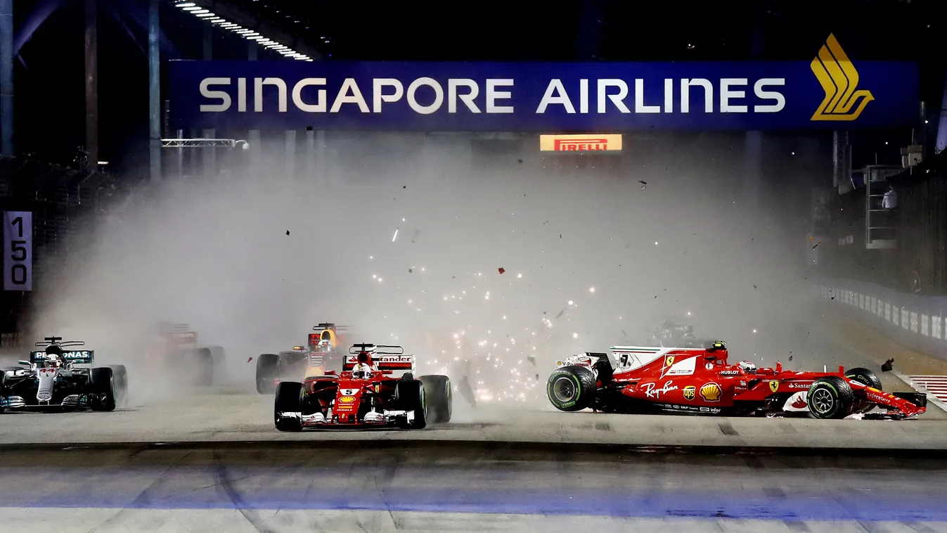 Formel 1 2017 - Großer Preis von Singapur GP14 Kimi Räikkönen Motorsport - motor sport Singapore GP Kimi Raeikkoenen VersandMagazine Grand Prix - Grosser Preis VersandAlle Ausfall Formel 1 - formula 1 Singapur - Singapore SPO Unfall - crash Circuit Name -