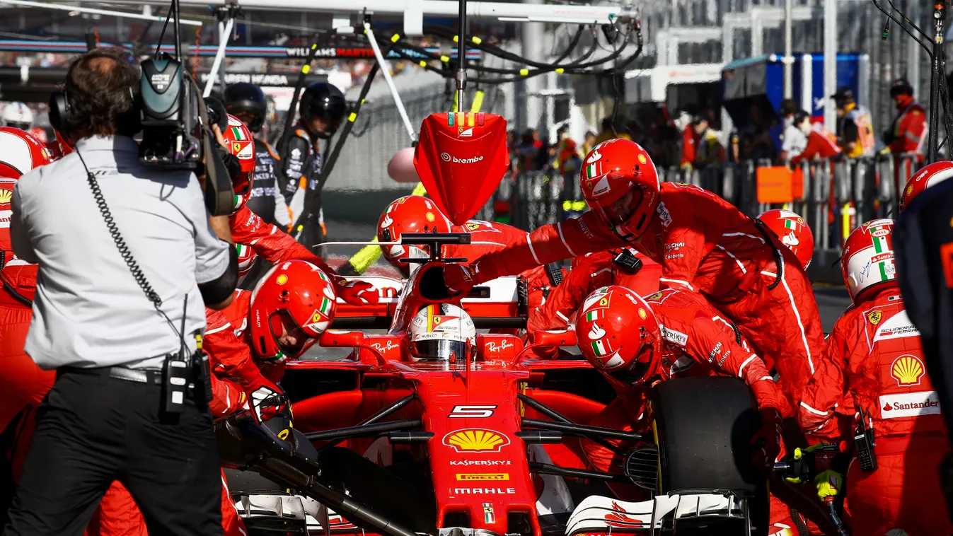 Forma-1, Ausztrál Nagydíj, Sebastian Vettel, Ferrari, kerékcsere, Melbourne 2018 