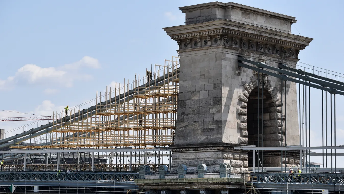 Lánchíd, híd, állványzat, építkezés, felújítás, rekonstrukció, főváros, Budapest 