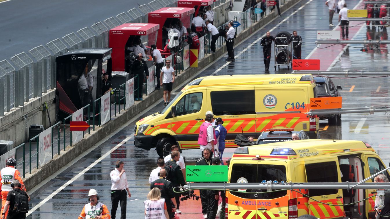 DTM Hungaroring, Lucas Auer balesete, sportbírók mentése, mentőautó, Mercedes-Benz Sprinter 