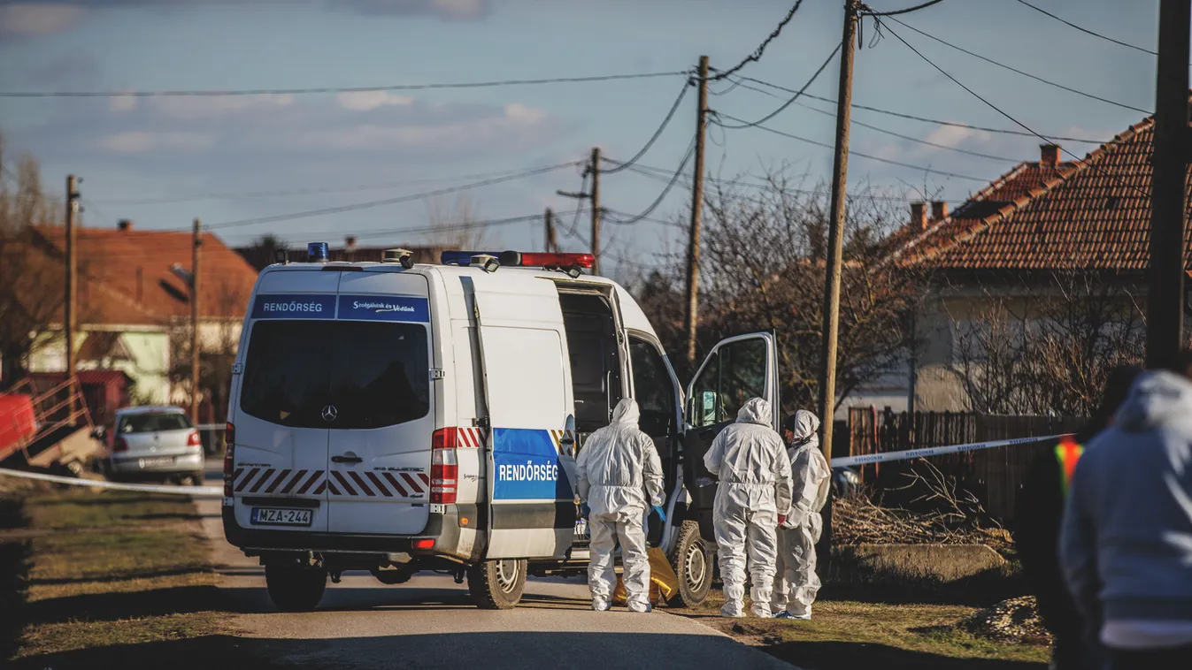 Holtan találtak két embert Tószegen, gyilkosság, emberölés, helyszínelés, Tószeg, 2024.01.16. második adag 