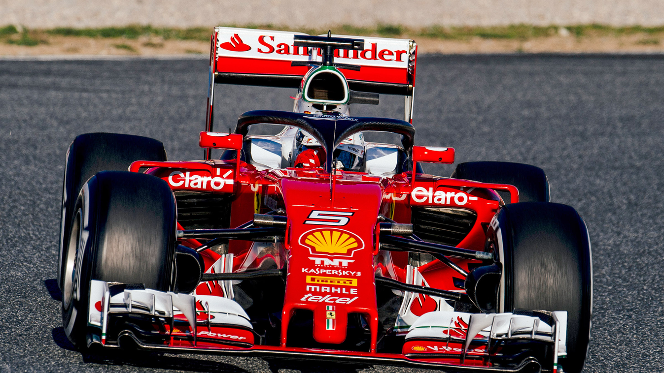 Forma-1, Sebastian Vettel, Ferrari, teszt, glória, fejvédő, bukókeret, biztonság 