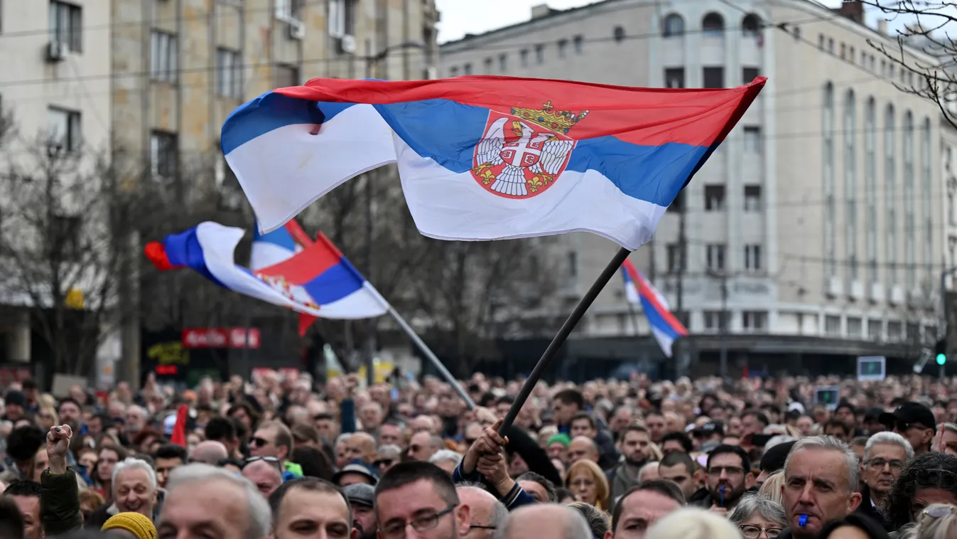 szerb, tüntetés, belgrád 