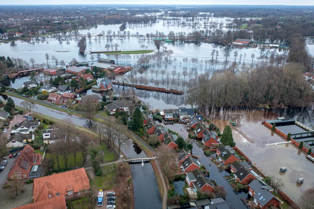 árvíz, áradás, Németország, német, január, 2024 