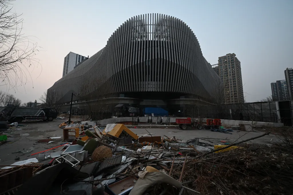 elhagyatott, épület, evergrade, hangzhou, peking, kína, reklámcenter, ingatlan krízis 