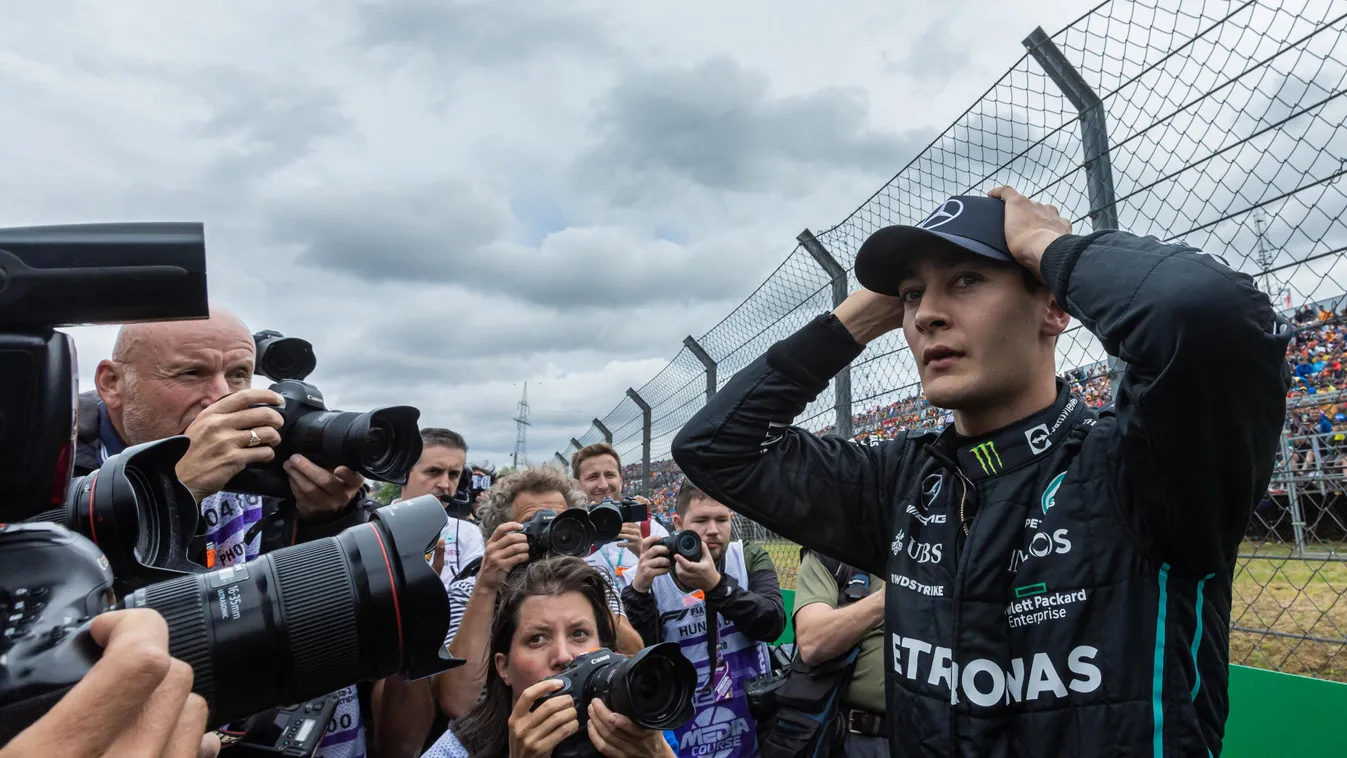 F1 Grand Prix of Hungary F1 Grand Prix of Hungary NurPhoto motors Hungarian Aramco Formula 1 Grand Prix Mercedes AMG Petronas driver George Russel race race Mogyoród grid July Hungary Horizontal SPORT PHOTO 