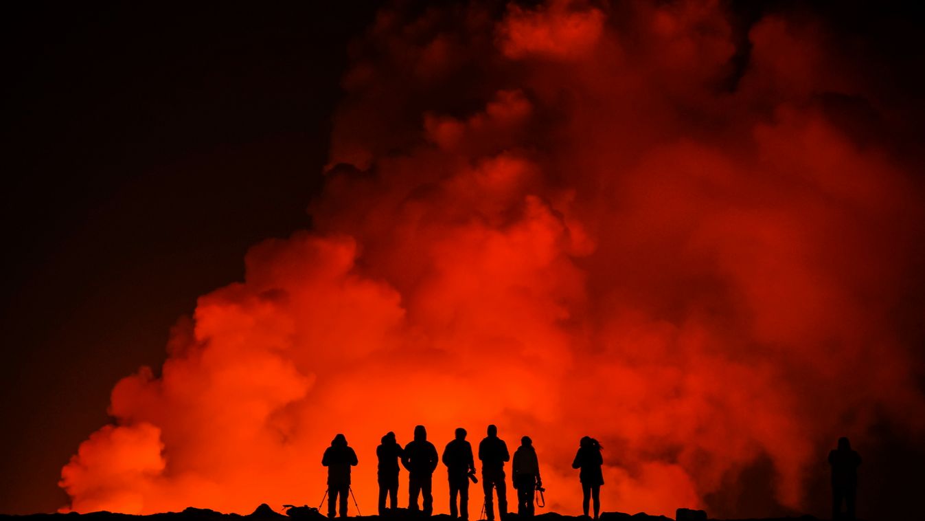 Vulkánkitörés, Izlandon, Vulkán, Izland, Grindavík, láva, 2024.02.08., 