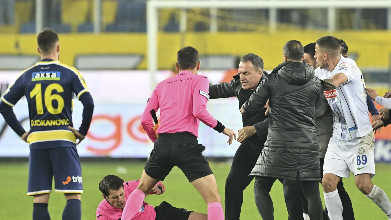 MKE Ankaragucu President Faruk Koca punches referee Halil Umut Meler attack,Football,punched,punching,Soccer Horizontal 