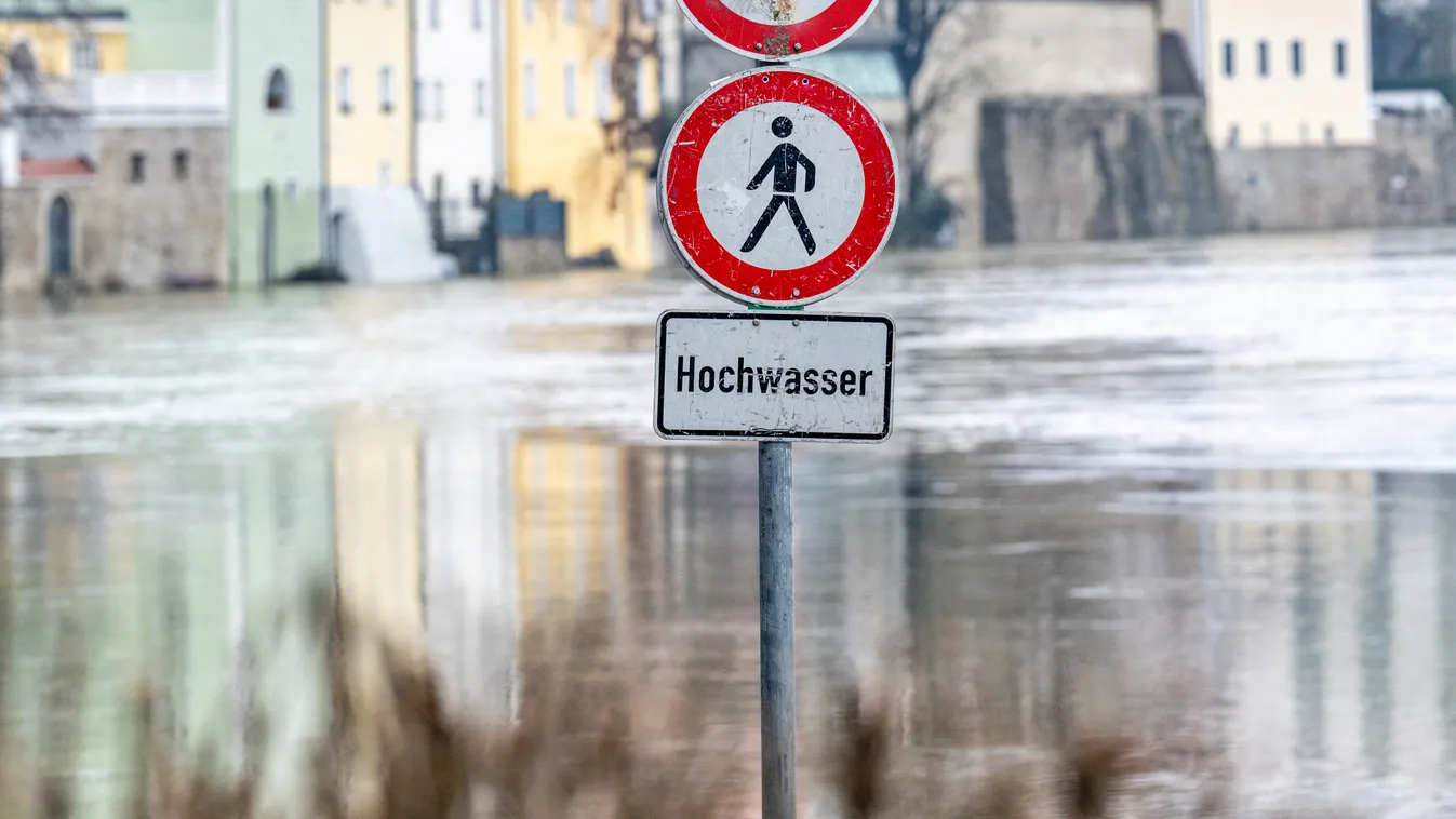rajna, áradás, időjárás, németország, bajorország, 2023. 12. 13. 