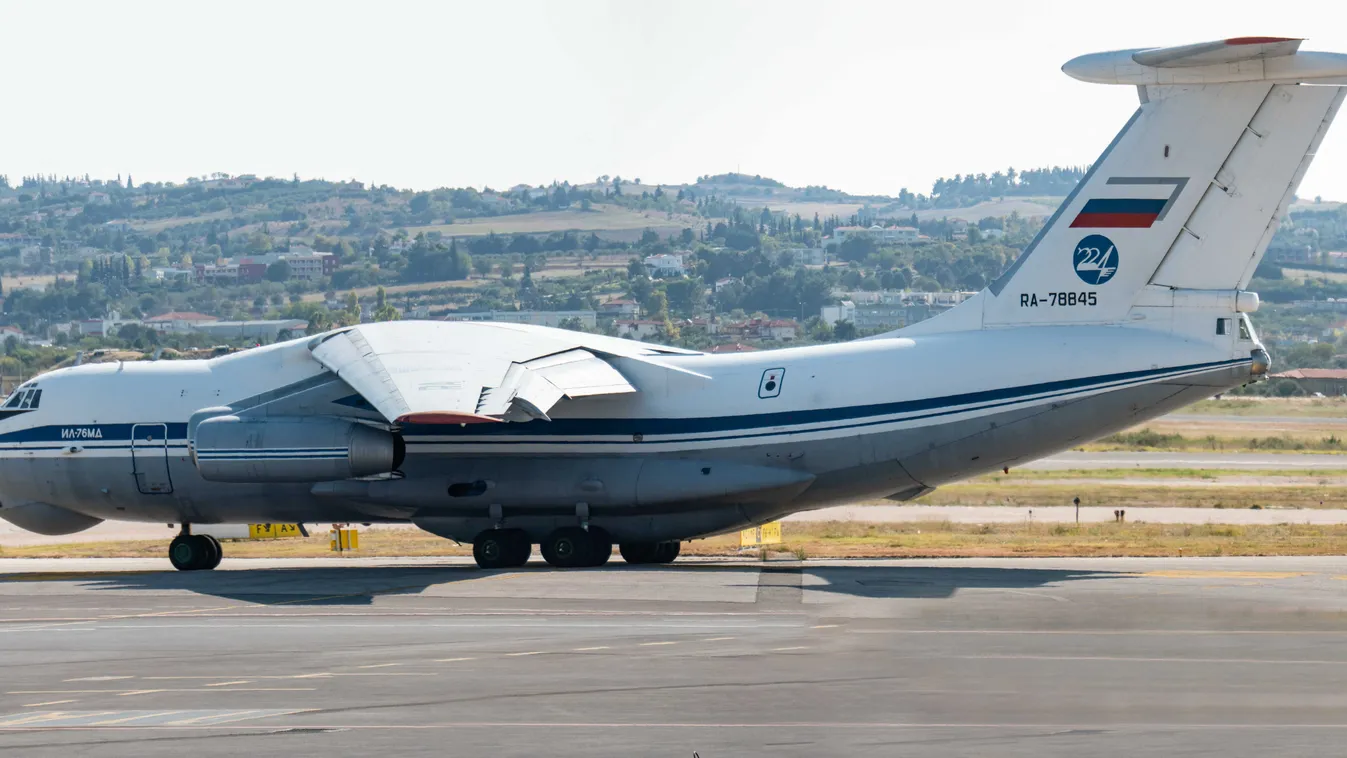 A Russian Air Force Ilyushin Il-76 Aircraft In Thessaoniki Greece 2020 4 engine 76 Air Aviation EU Flight Greece Greek Ilyushin Ilyushin Il-76 Thessaloniki Travel VVS Vehicle Voyenno Vozdushnye Sily Rossii aeroplane airforce airlifter airliner airplane ap
