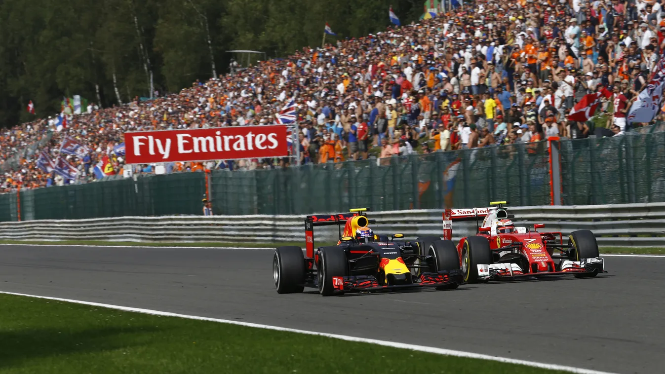 Forma-1, Max Verstappen, Red Bull Racing, Kimi Räikkönen, Scuderia Ferrari, Belga Nagydíj, előzés 