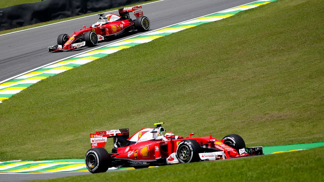Forma-1, Sebastian Vettel, Kimi Räikkönen, Ferrari, Brazil Nagydíj 
