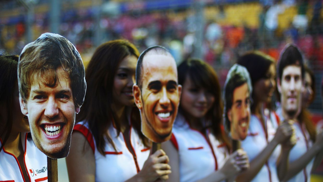 Forma-1, Grid Girl, Sebastian Vettel, Lewis Hamilton, Fernando Alonso, Mark Webber, Szingapúri Nagydíj 2011 