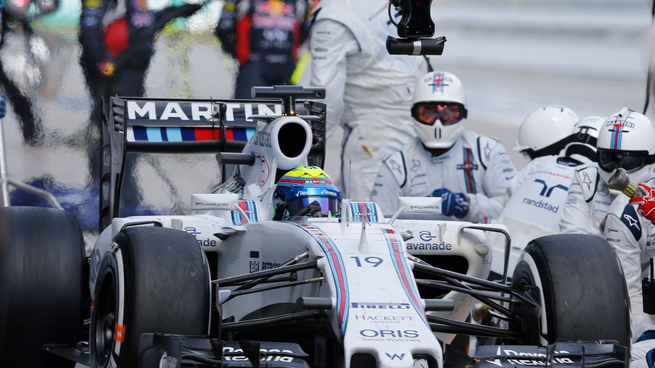 Action Pit Stops Sepang International Circuit, Sepang, Kuala Lumpur, Malaysia.
Sunday 29 March 2015.
Felipe Massa, Williams FW37 Mercedes, leaves his pit box after a stop.
Photo: Steven Tee/Williams
ref: Digital Image _X0W4173 