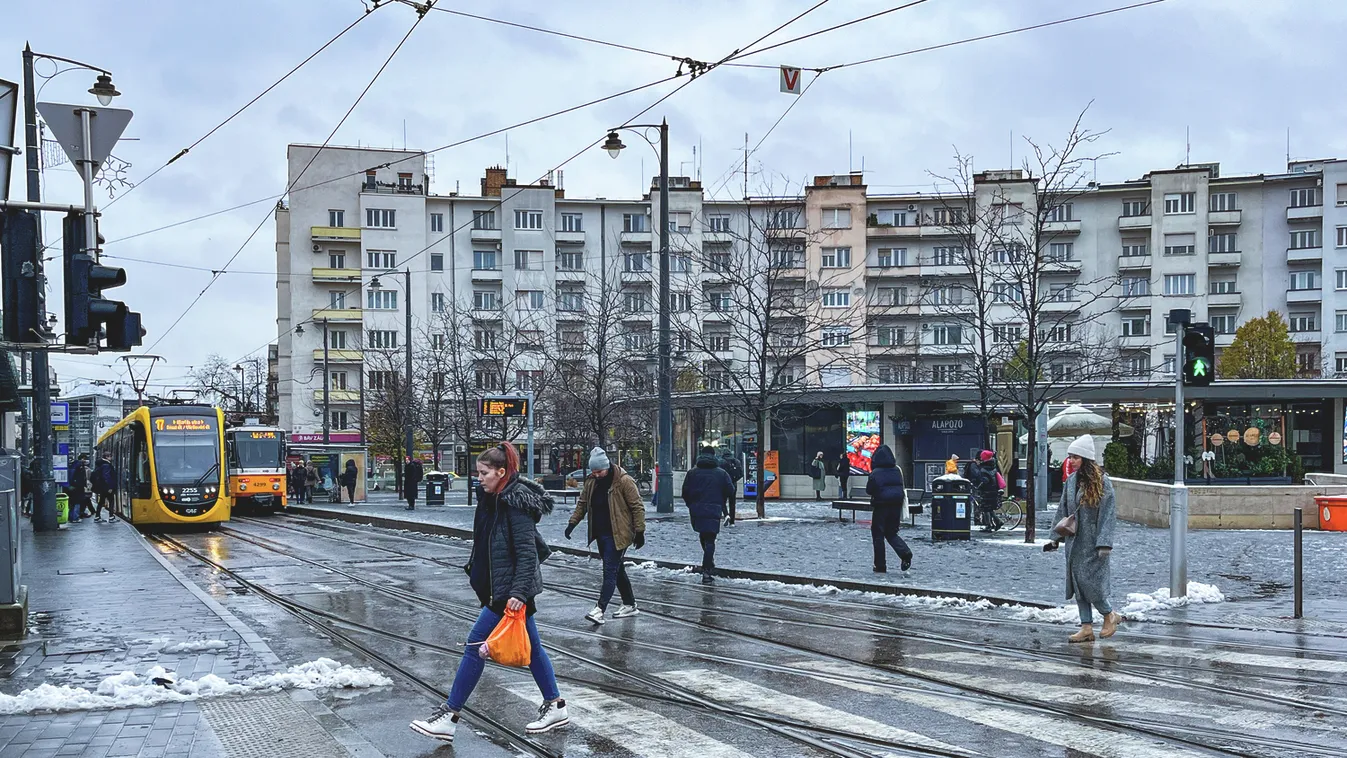 hó, hóesés, havazás, tél, december, időjárás, Budapest, 2023.12.07., Újbuda 