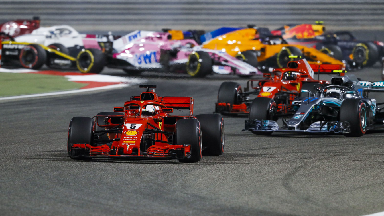 Forma-1, Bahreini Nagydíj, Sebastian Vettel, Ferrari, Valtteri Bottas, Mercedes, rajt, Szahír 2018 