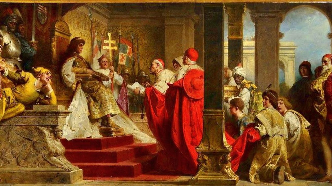 Benczúr Gyula Mátyás király fogadja a pápai követeket.
