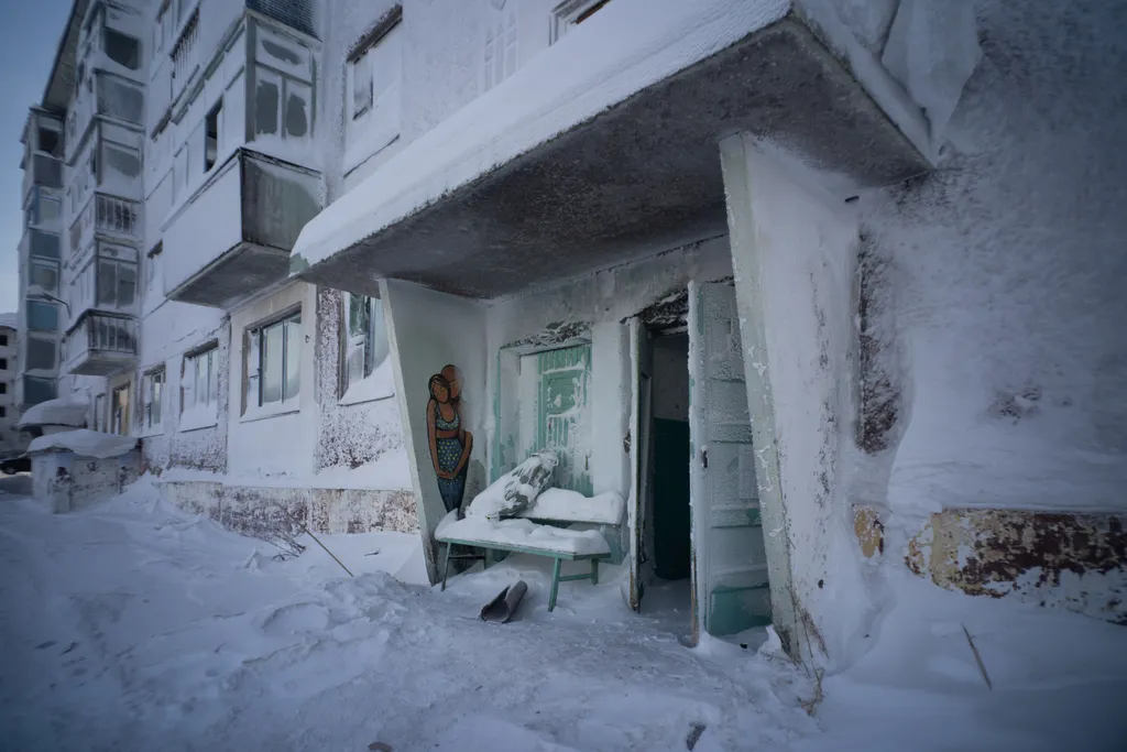Vorkuta, jég, jégbarlang, lakás, ház, szellemváros, Szibéria, Oroszország