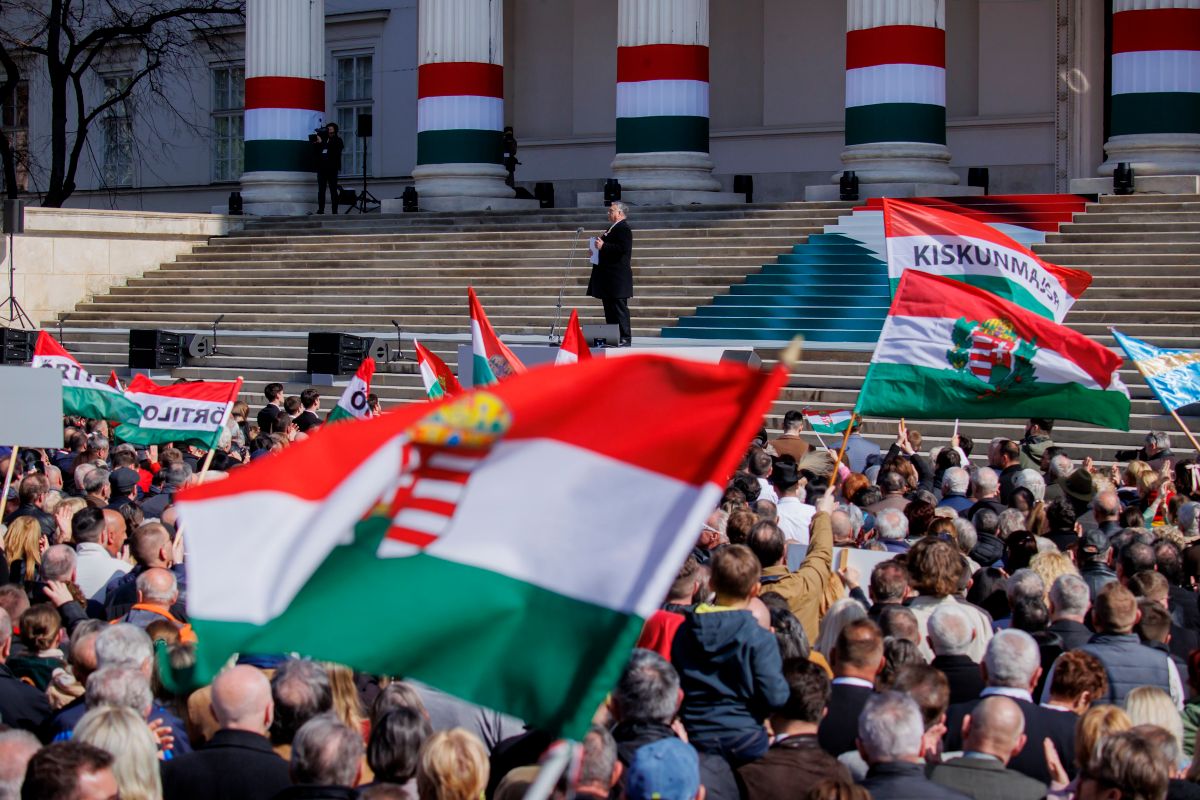 március 15, 1848–49-es forradalom, szabadságharc, Magyarország nemzeti ünnepe, 2024. 03. 15., Díszünnepség, Múzeumkert, beszédet mond, Orbán Viktor, miniszterelnök