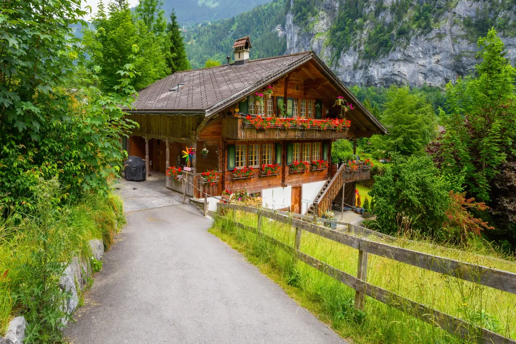 Summer,View,Of,Alpine,Valley,Lauterbrunnen,In,The,Interlaken,District