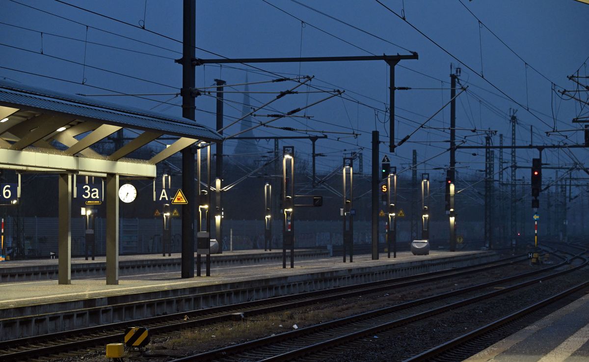 Erfurt, Németország, vasút, sztrájk, Deutsche Bahn