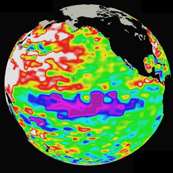 Forrás: TOPEX/Poseidon Team, CNES, JPL, NASA