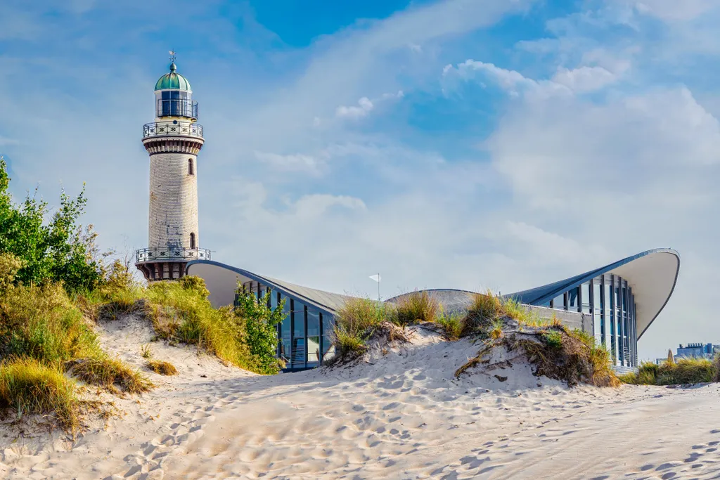 Lighthouse,In,Warnemuende,Rostock.,Germany,Baltic,Sea,Vacation.