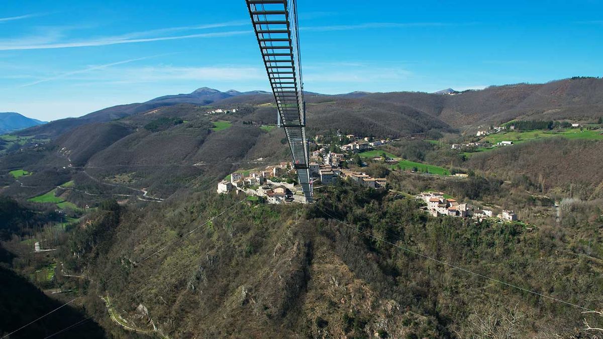 Sellano, híd, függőhíd, Olaszország