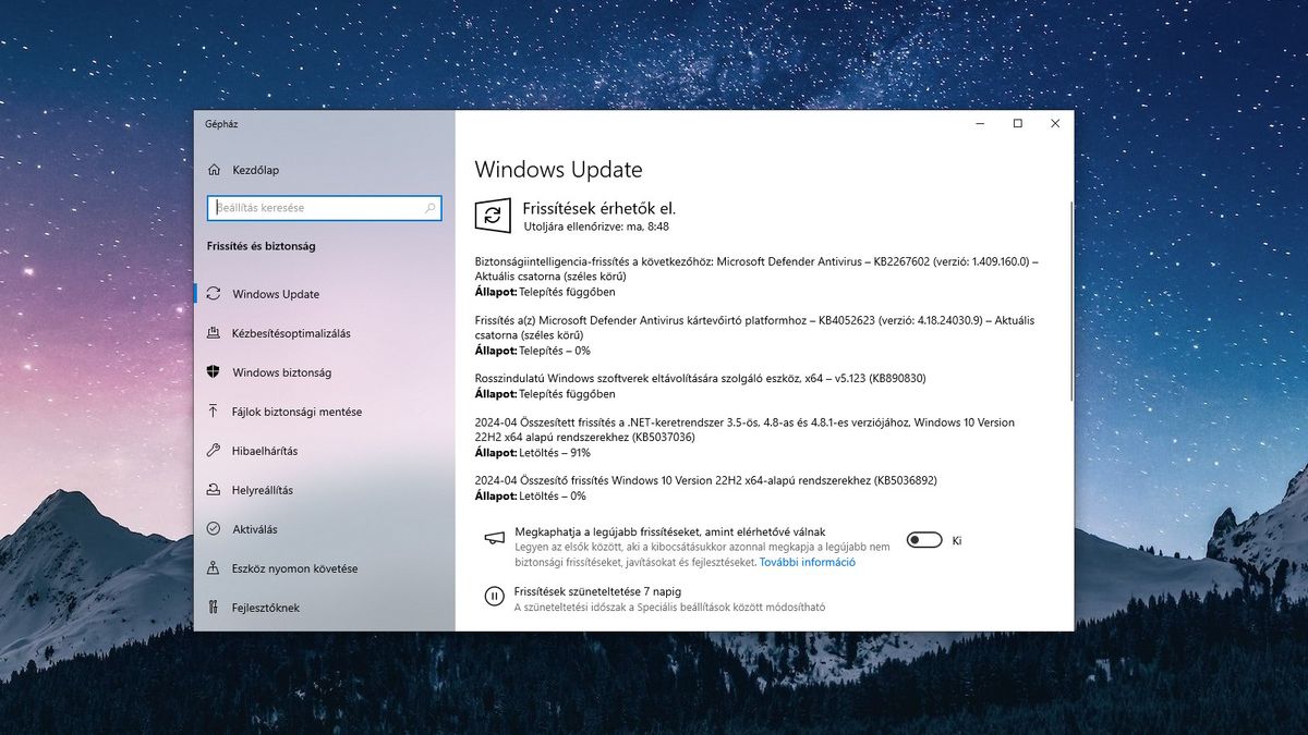 Azonnal frissíteni kell a Windowst