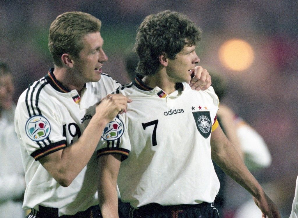 Football, firo: 26.06.1996 European Football Championship Euro Euro 1996 semi-finals, knockout phase, semi finals, archive photo, archive pictures Germany - England 6: 5 in, after penalty shootout