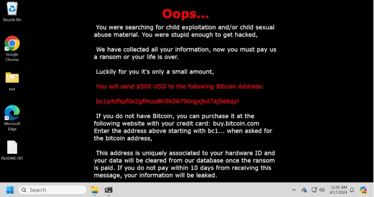 pedofil ransomware