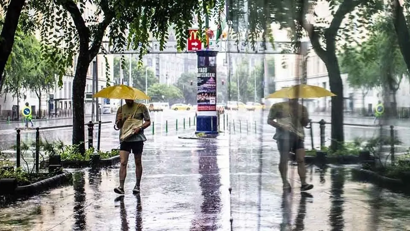 eső, vihar, főváros, Budapest, zápor, időjárás, 2023. 08. 19., időjáráseső