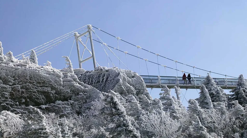 Mile High Swinging Bridge, függőhíd, híd, Grandfather mountain, éneklő függőhíd, látványosság, Amerika, 