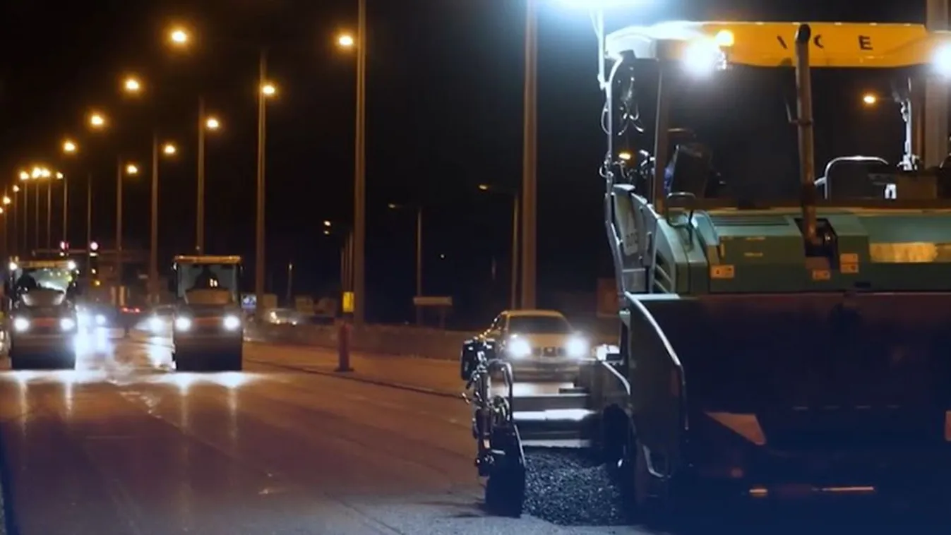  M3-as autópálya éjszakai felújítási munkálatai,  M3-autópályaéjszakai felújításimunkálatai, csak a videóval együtt használható kép