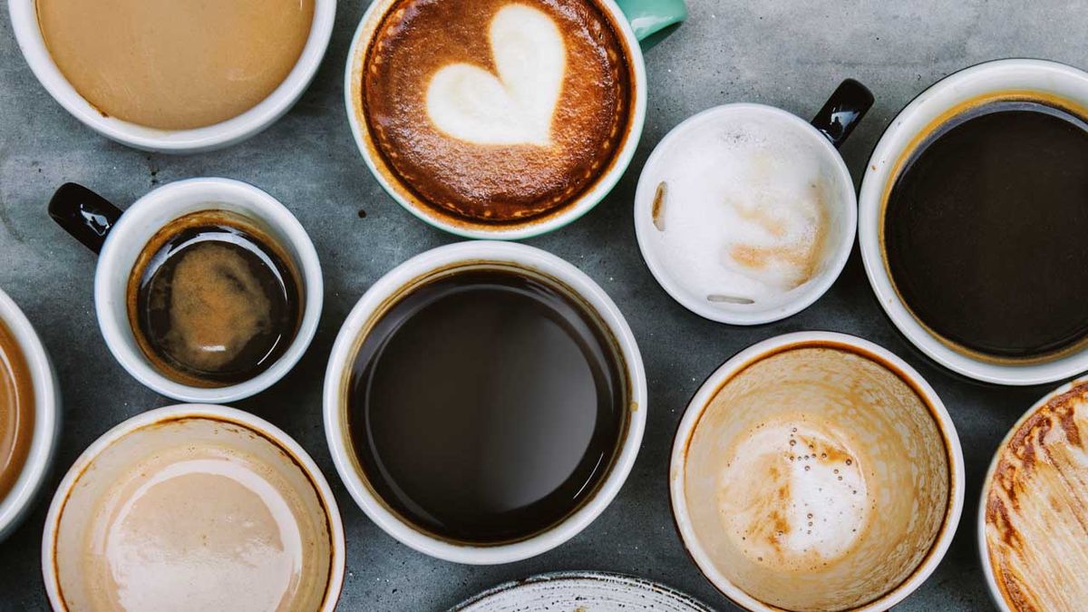 kávé, speciális kávé, dirty coffee, poharak, latte, bögre, illusztráció