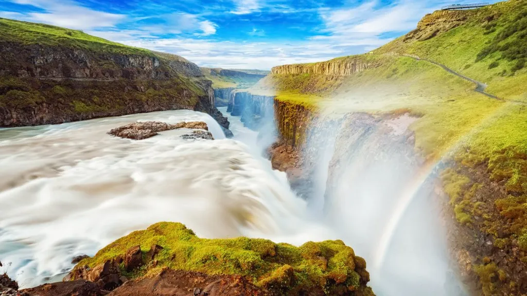 Gullfoss, vízesés, Izland,
