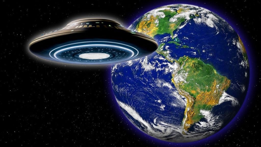 UFO near Earth, illustration