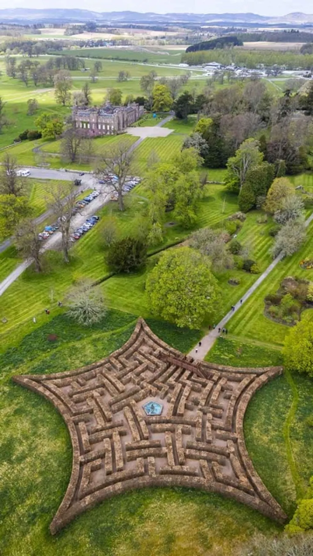 Murray-csillaglabirintus, Scone-i palota, labirintus, útvesztő, park, Skócia,  Nagy-Britannia, 